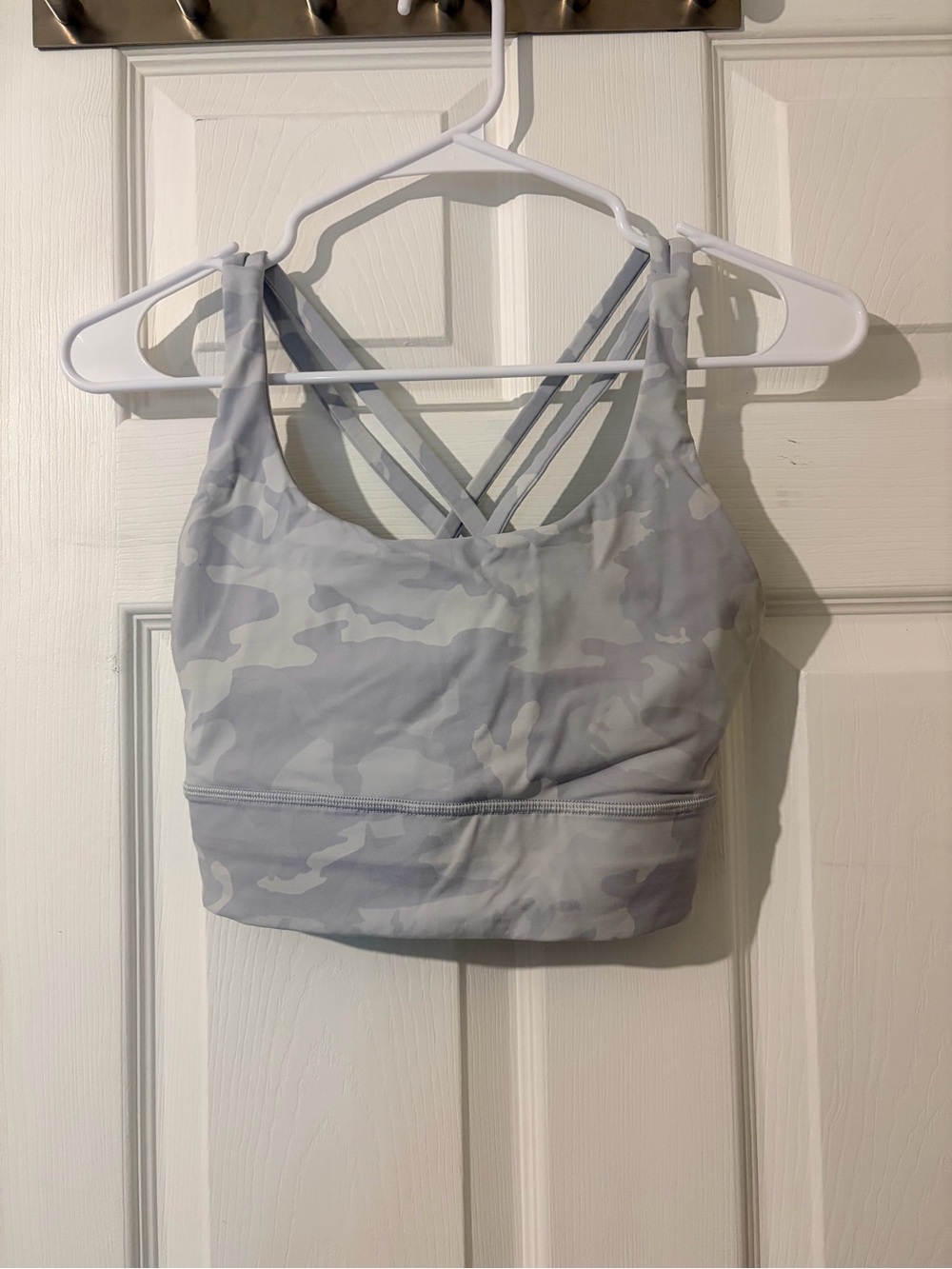 lululemon athletica Light Gray Camo Crisscross Sports Bra